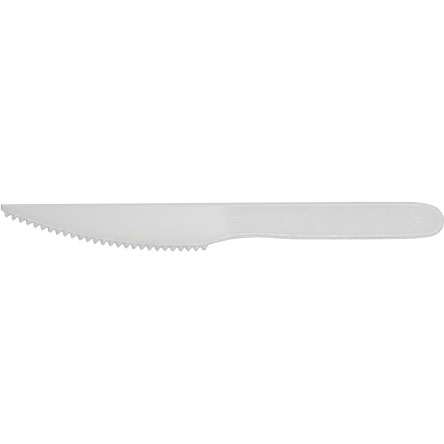 white plastic cutlery, white plastic knife